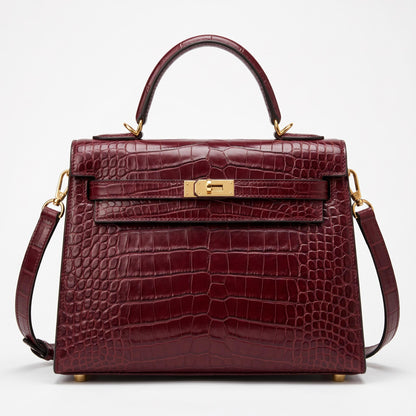 Croc-Embossed Designer Satchel
